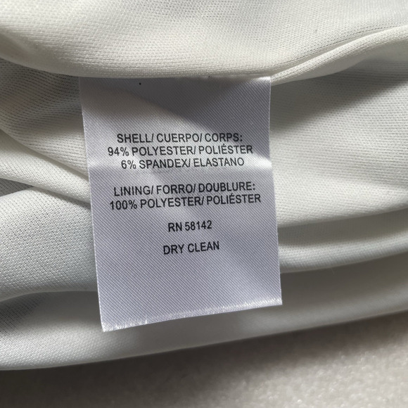 Maggie London Dress Women US 6 Black White Colorblock Asymmetric Neckline Career - Picture 10 of 11